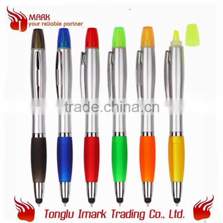 Multi Function Pen with highlighter pen and stylus touch screen pen