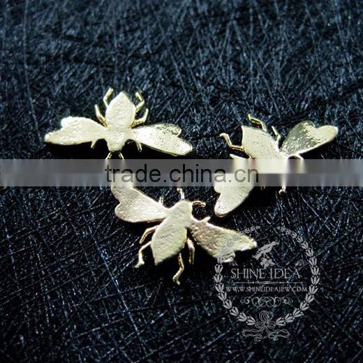 9*15mm gold plated brass tiny bee bug DIY pendant charm jewelry findings supplies 1850257