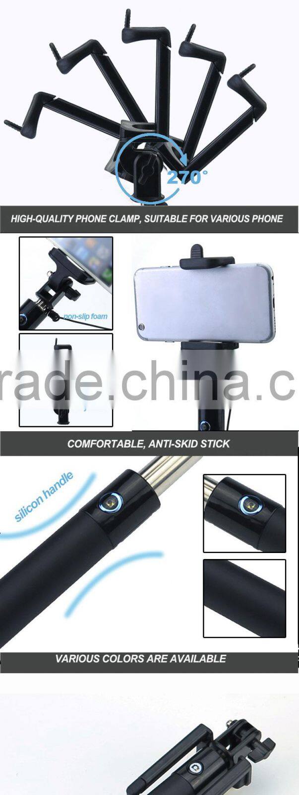 Wholesale wired cable take pole monopod selfie sticks with foldable handheld,foldable monopod Selfie-stick with cable
