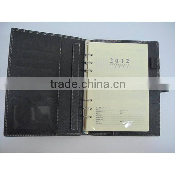 High quality stitching leather cover ring binder diary