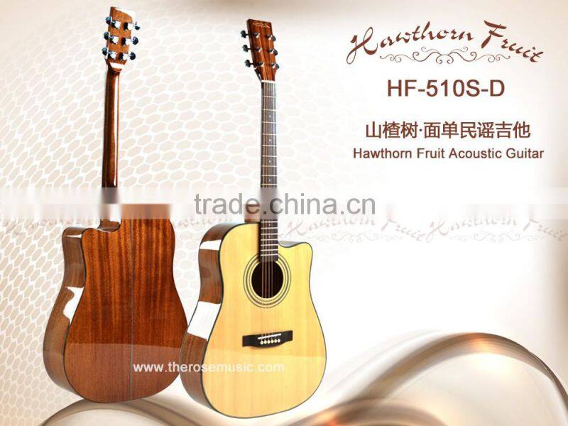 Manufacturing D-shape solid spruce & sapele rosewood fingerboard acoustic guitar