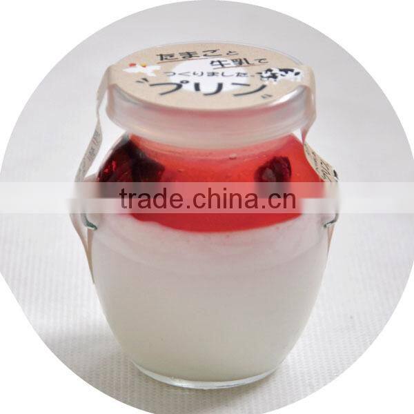 2014 Cheap and Popular customized printed glass pudding bottle with lid