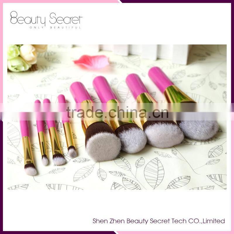8pcs Cute Travel Size Yellow Makeup Brush Set Mini Cosmetic Brushes