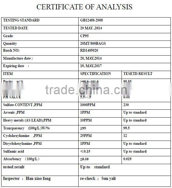 Sweeteners sodium cyclamate NF 13 food grade