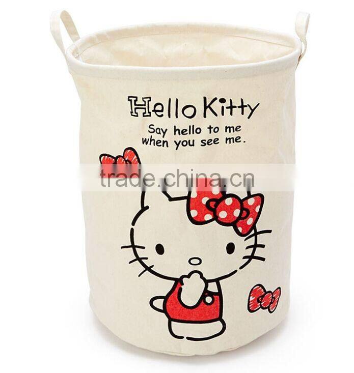 Foldable Laundry Basket Cotton Linen Toys Bin Basket Household Storage Organizer Cartoon Bottle