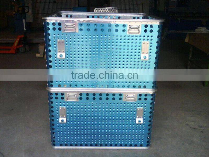 OEM service medical sterilizing basket instrument basket, aluminum sterilization container
