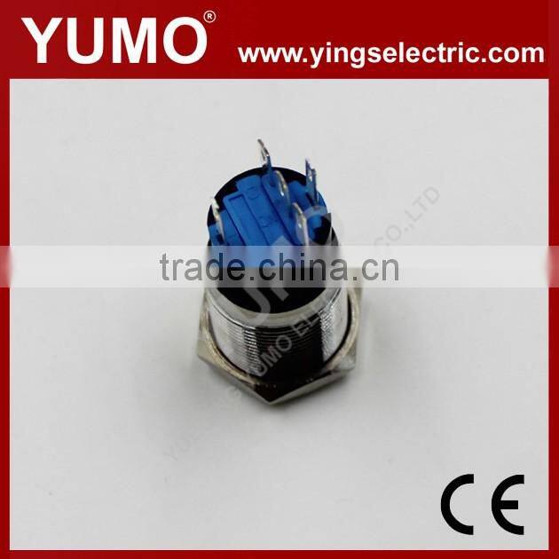 Hot sale LA19AJS ROHS 19mm flat round with dot LED IP65 momentary alternate pin terminal 5A/250VAC no nc push button switch