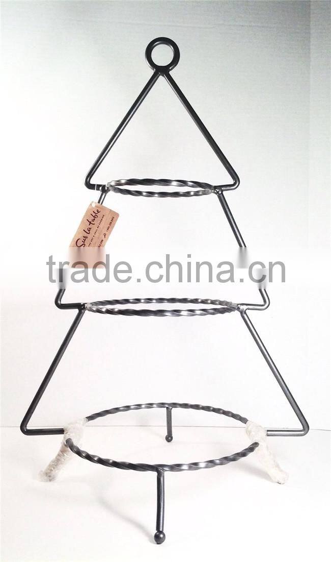 3 Tier Tabletop Cup Cake Stand Metal Wrought Iron Christmas Tree Stand