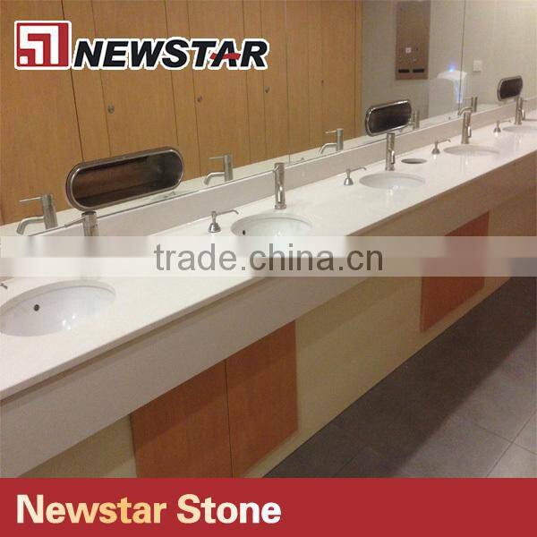 Commercial man made stone white quartz stone single sink bathroom vanity top