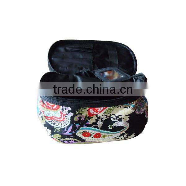 Black recycle polyester cosmetic bag