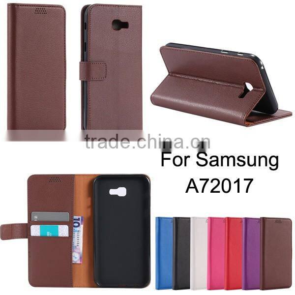 Factory Suppliers Litchi Pattern Flip Leather Phone Case For Samsung A7 2017