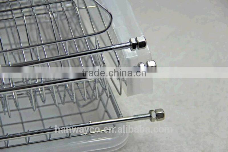 stock iron wooden 3-layer dish drainer