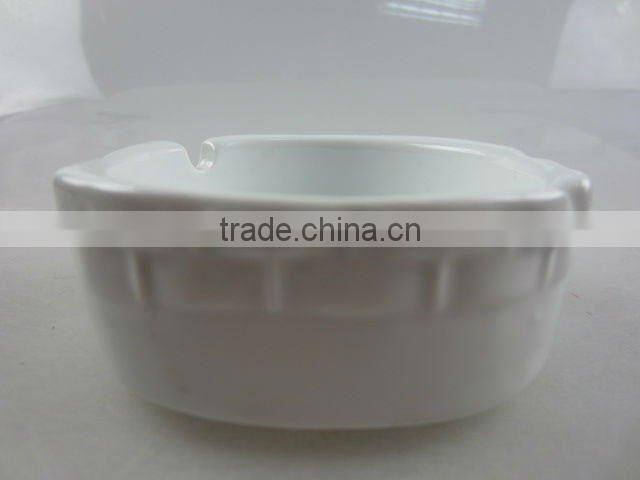 Stock round white porcelain ashtray
