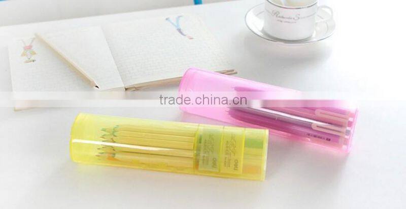 Wholesale Stock Multifunction Cylinder Shaped Portable Plastic Stationery Storage Box