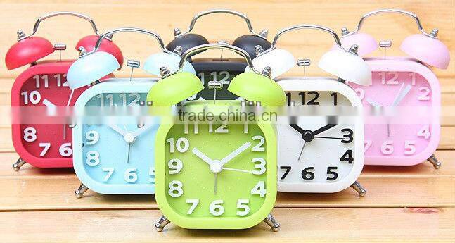 Supply creative retro twin bell alarm clock / square alarm clock