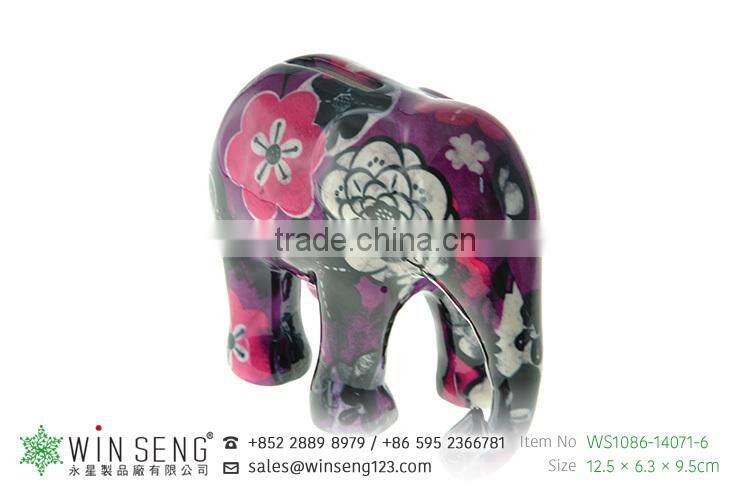 wholesale hand painted OEM art decor cute novelty ceramic elephant money bank