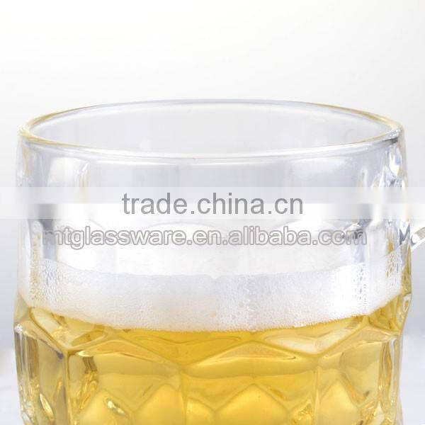 2016 Popular Style clear glass beer mug with handle