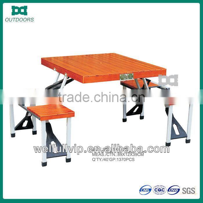 Wooden camping folding table and chairs set