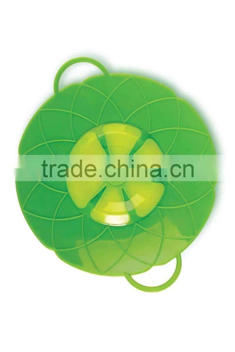 Hotsale FDA grade silicone pot cover spill stopper lid silicone pot cover lid with handle