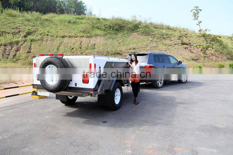 Customized galvanized steel rear folding off road camping travel trailer