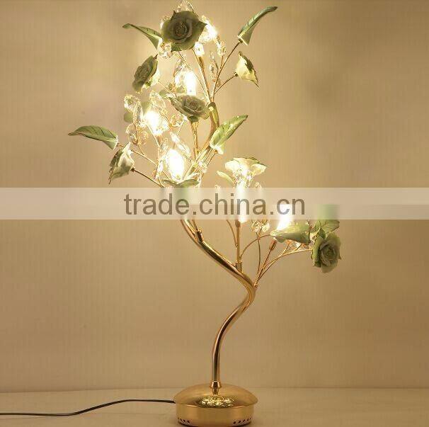 Royal Exquisite Handmade Porcelain and Crystal Green Floral Chandelier for Dining Room BF12-04284b