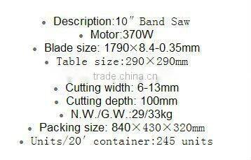 KMJ-0902 10'' and 370W high quality band saw machine for woodworking