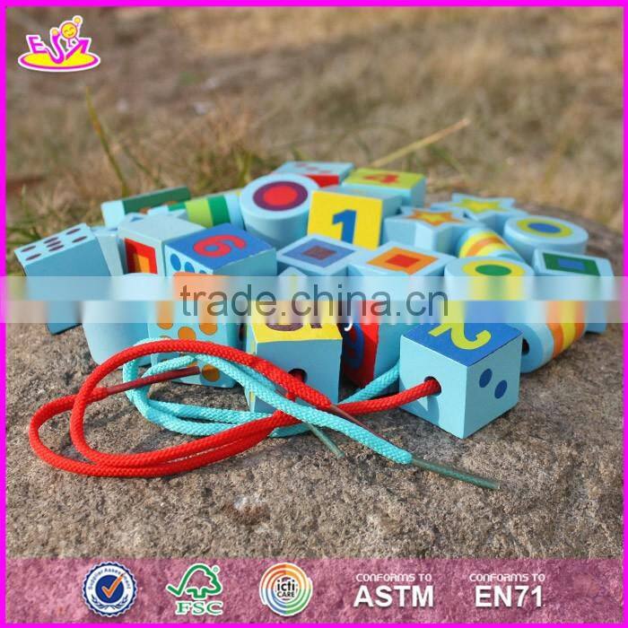 2017 New design toddlers educational wooden lacing toys W11E065