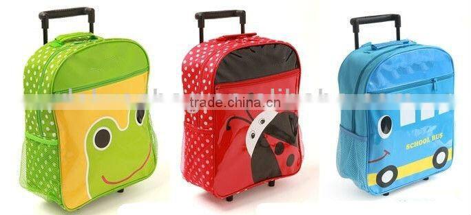 600D polyester kids school bag with wheels