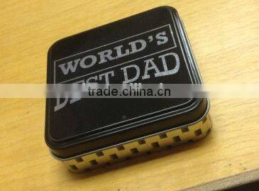 Square Jewelry Case for Father's Day, Metal Gift Tin Case