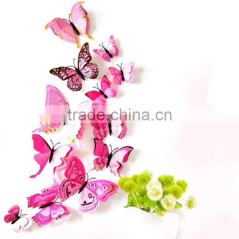 Bilayer 3D Butterfly Wall Sticker Double-deck Butterflies Decor Wall Sticker Decorative Twin-layer