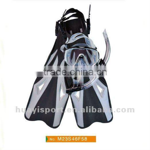 Prefessional scuba silicone diving mask snorkel fins set