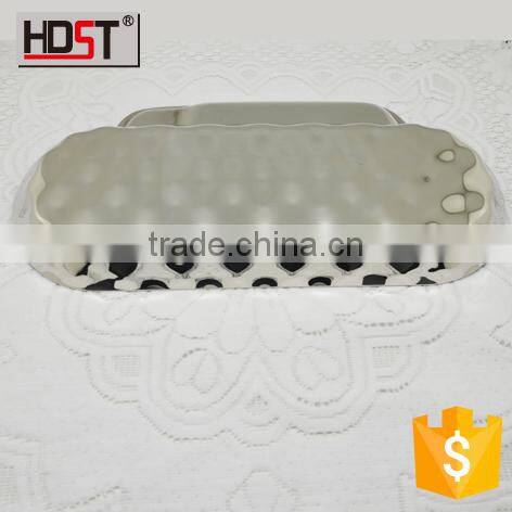 Oval Stainless steel Fruit Dish Emboss flower display