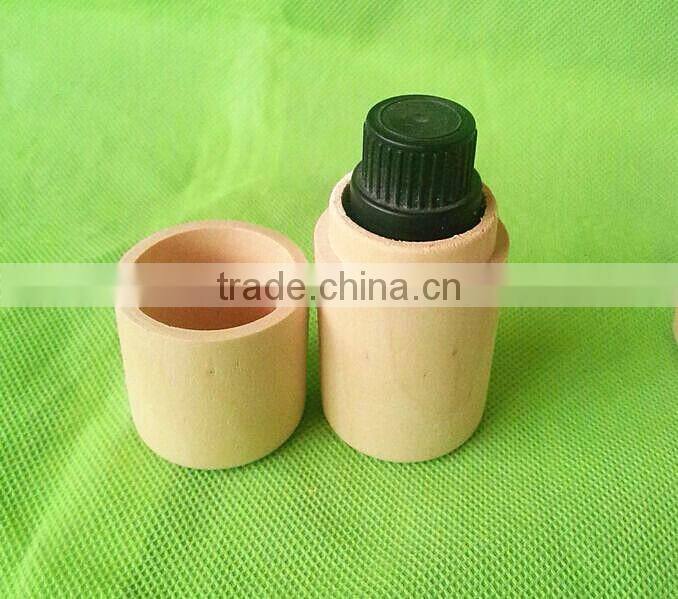 Factory cost wooden cylinder for little bottle/wooden box tube for body oil
