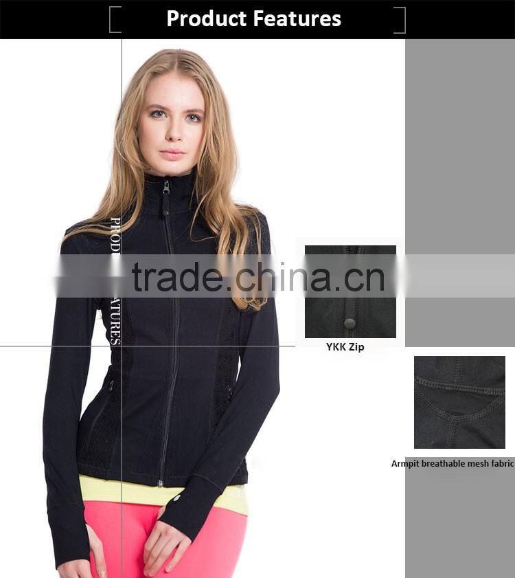 2016 hot design lightweight jacket women yoga hoodie