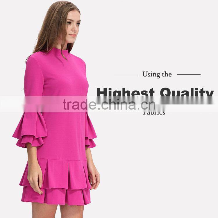 New Fashion Pleated Lantern Skirt Dress Elegant Ladies Skater Dress