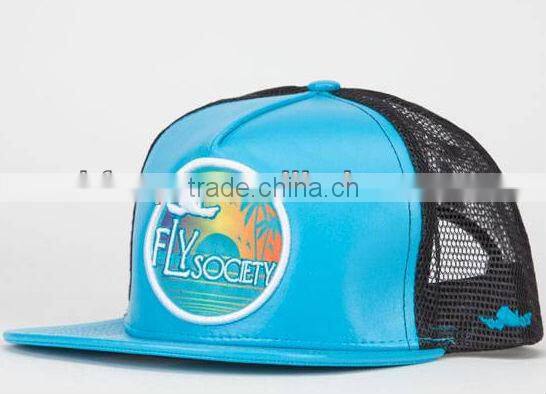 Custom 5 panel Mesh Trucker Hat/Embroidery Patch Trucker Cap/Flat Brim Hat