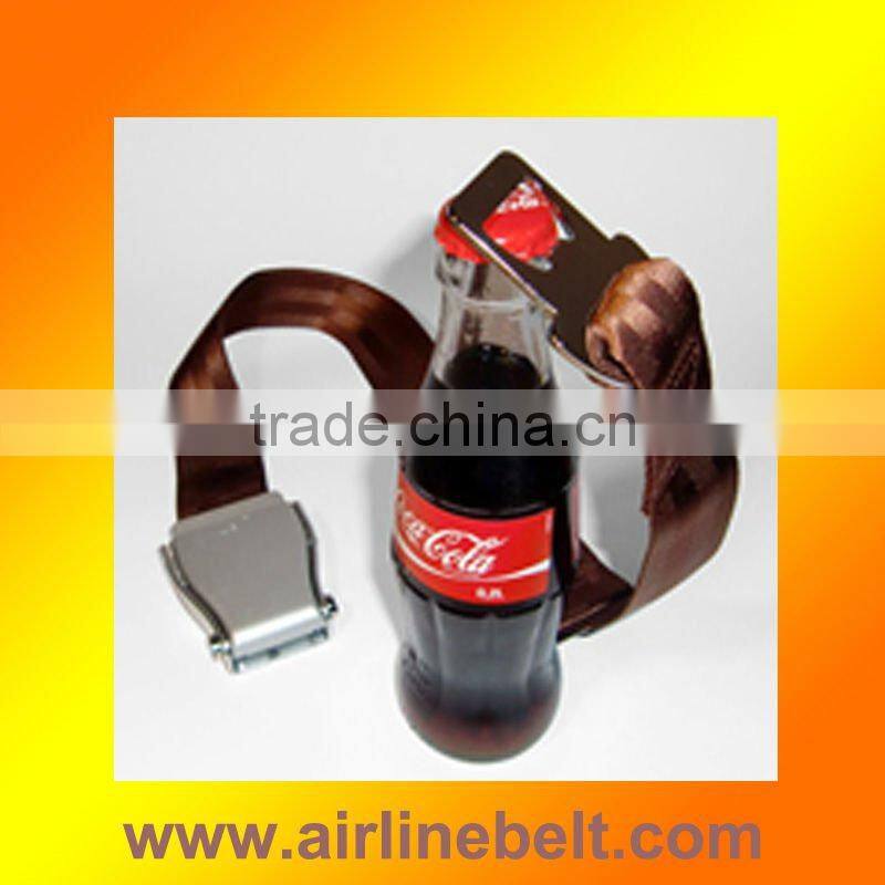Various colors airplane belt with metal end pieces/Beer bottle opener