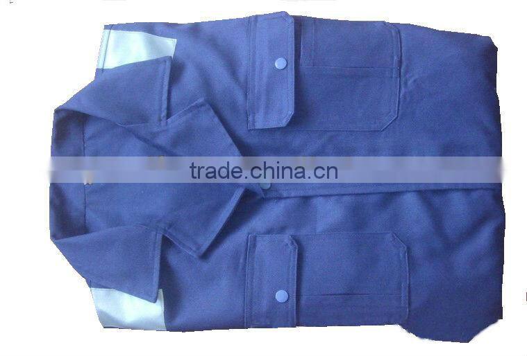 mens button-front navy blue flame retarded coveralls with reflective tapeSLC132