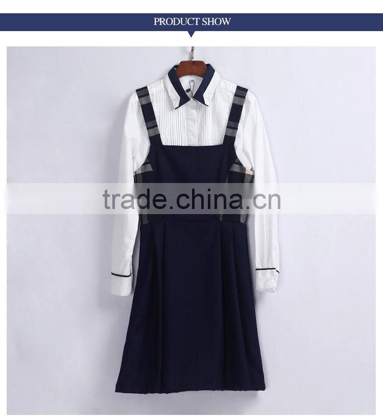 Cotton Navy Blue School Girls Uniform Dress Pinafore