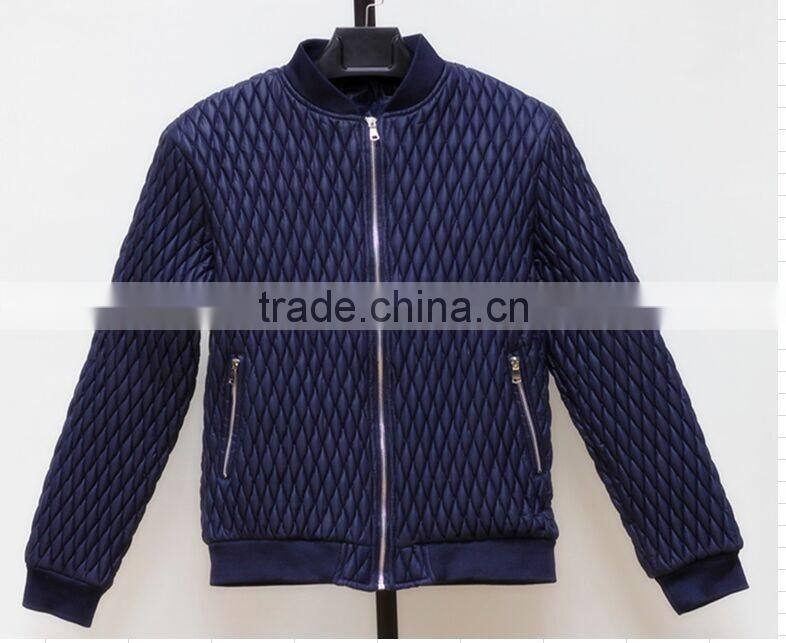 Quilted men jacket pu fabric winter leather jacket