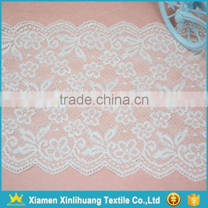 New Design Dress Material White Stretch Border Lace Trim for Wholesale