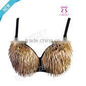 Flannelette Plain Black Corset Overbust Zipper Steel