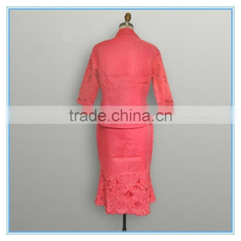 Ladies Formal Office Red Suits Pictures Embroidery Designs 2 Pieces Suits