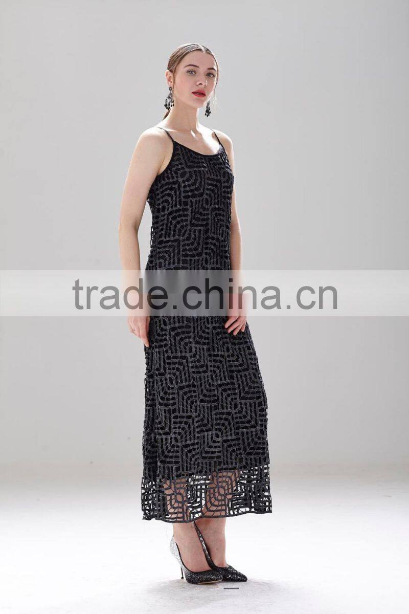 Fashion crochet knitting dress pattern free maxi ladies strapped dress SR-D9788