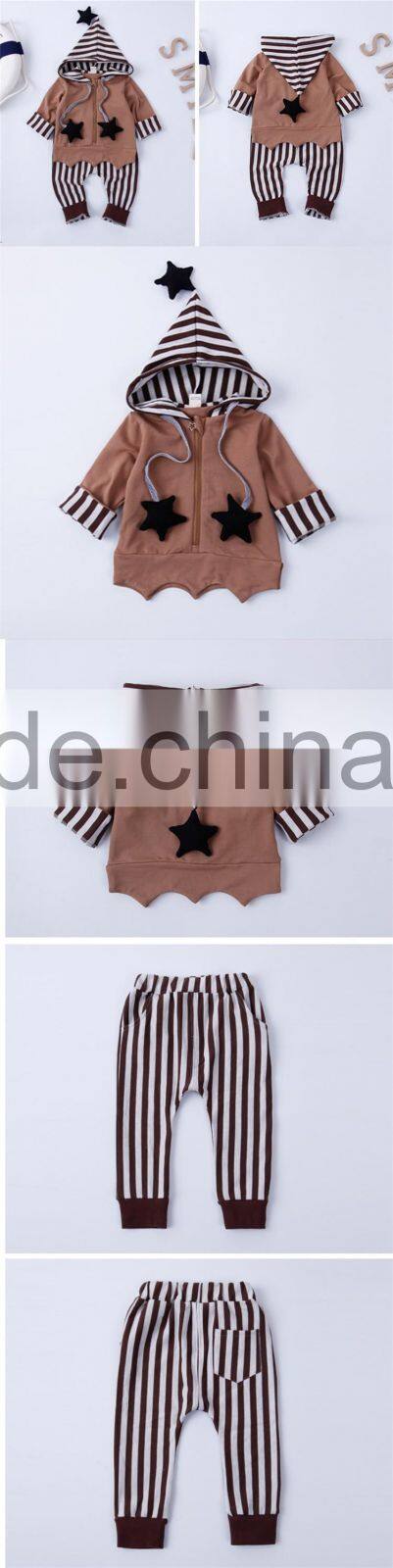 High quality kids clothing sets brown cardigan children hoodie set