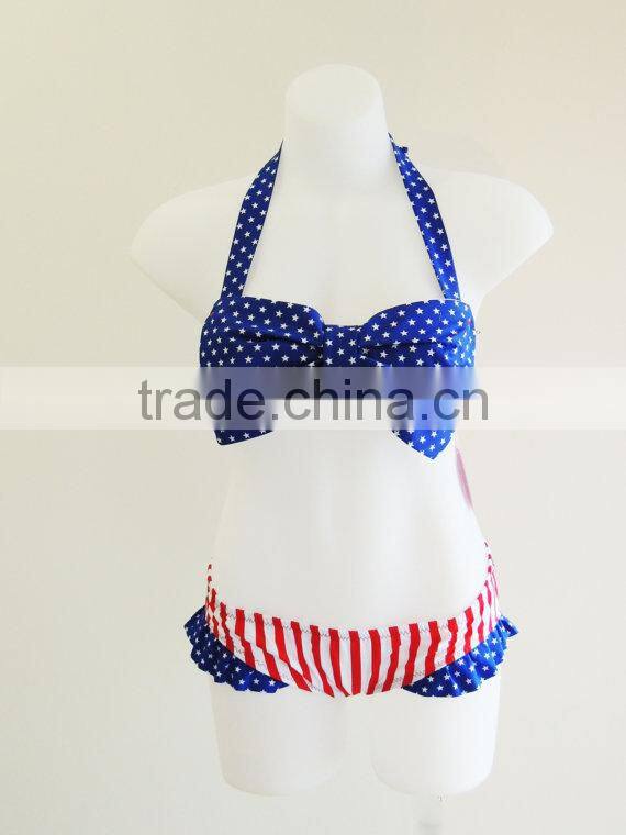 Baby girls star bowknot top and stripes underwear beach wear cover up for kids