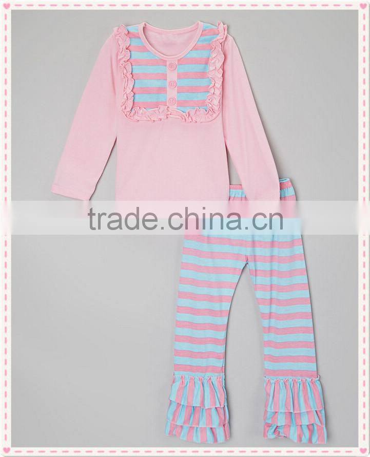 Wholesale Baby Clothes Kids Girls Clothing Plain White Top With Red Heart Triple Ruffle Pants Set Children Boutique Outfits