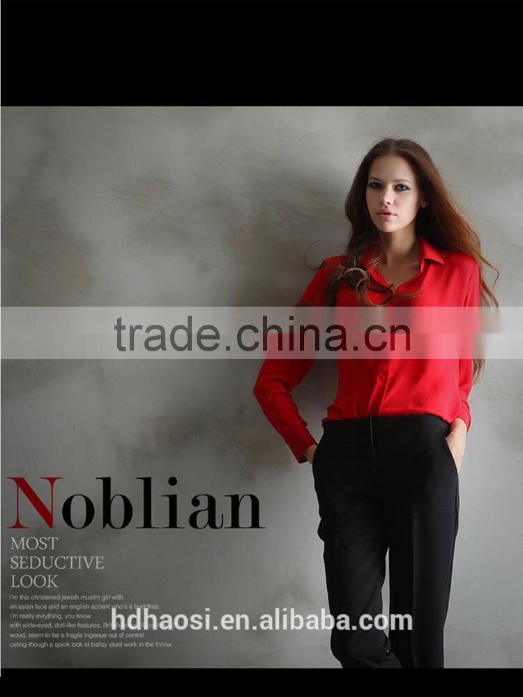 Factory Sale! Long sleeve Chiffon Shirt design for women blouse