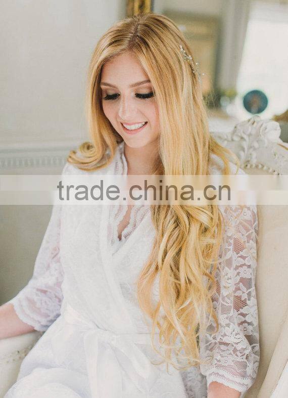 ALT10 Customize wedding robe, lace brides robe, white dressing gown-bridal shower gift, lace robe