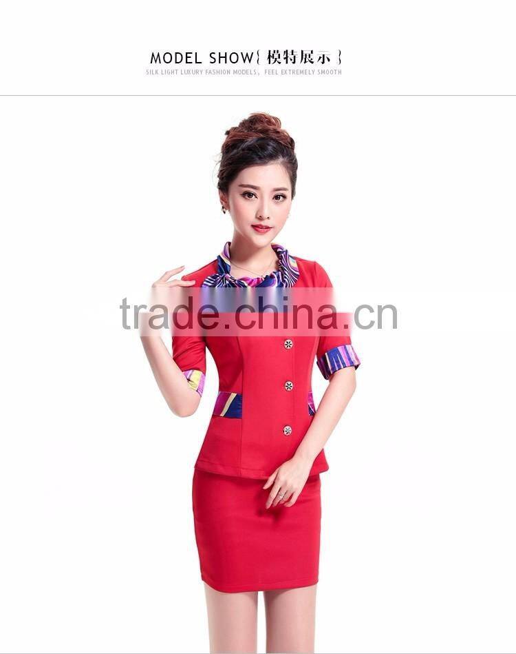 2016 Juqian Fashion design custom colours airline stewardess uniform